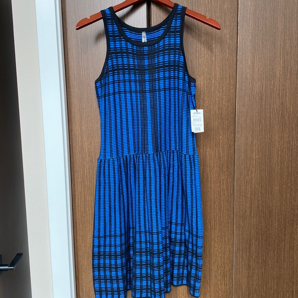 NWT Marc New York / Andrew Marc black & blue knit knee length dress size medium